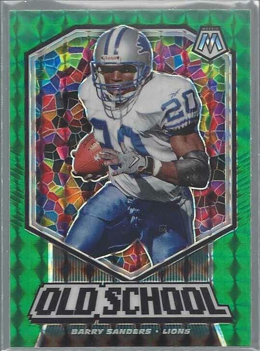 BARRY SANDERS 2020 PANINI MOSAIC OLD SCHOOL GREEN PRIZM #13