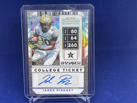 JARED PINKNEY 2020 PANINI CONTENDERS COLLEGE TICKET GOLD SQUARES AUTO RC #D 7/10