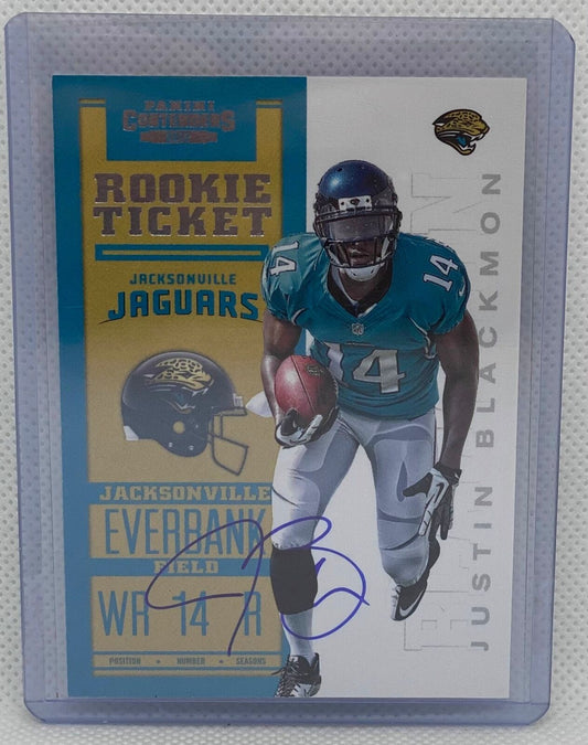 JUSTIN BLACKMON 2012 PANINI CONTENDERS ROOKIE TICKET ON CARD AUTO RC #205