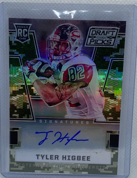 TYLER HIGBEE 2016 PANINI COLLEGIATE DRAFT PICKS CAMO PRIZM AUTO RC #D 98/199