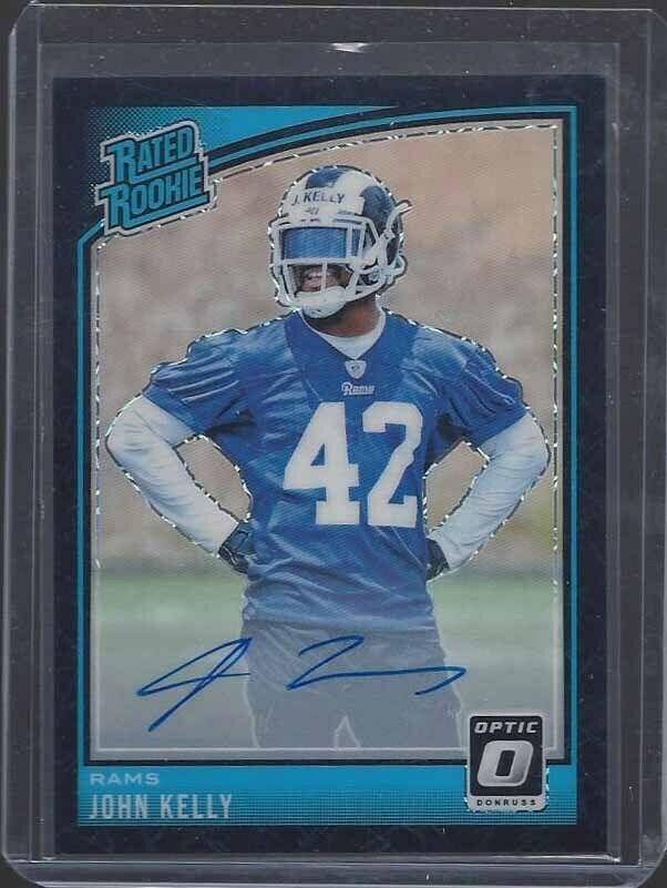 JOHN KELLY 2018 DONRUSS OPTIC BLACK VELOCITY HOLO ON CARD ROOKIE AUTO RC #D /25