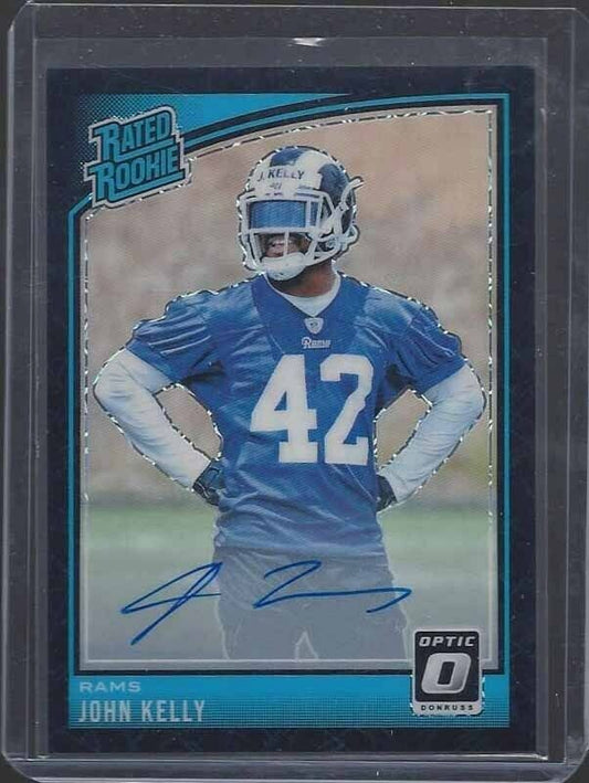 JOHN KELLY 2018 DONRUSS OPTIC BLACK VELOCITY HOLO ON CARD ROOKIE AUTO RC #D /25