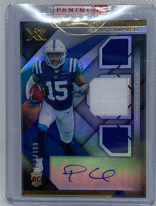 PARRIS CAMPBELL 2019 PANINI XR TRIPLE JERSEY ROOKIE AUTO RC #D 081/149
