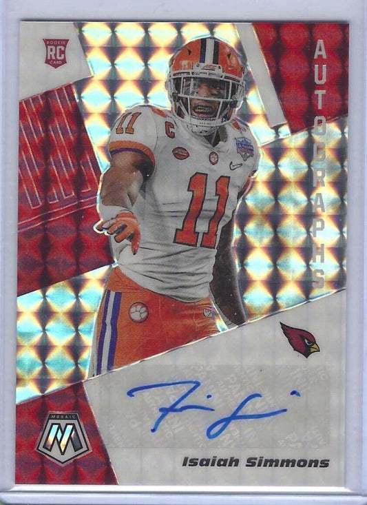 ISAIAH SIMMONS 2020 PANINI MOSAIC SILVER MOSAIC PRIZM ROOKIE AUTO RC #RA45