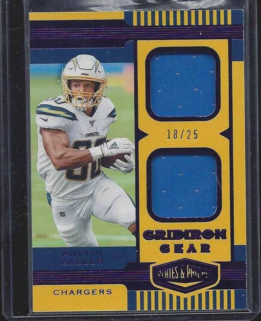 AUSTIN EKELER 2019 PLATES & PATCHES GRIDIRON GEAR PURPLE DUAL JERSEY #D 18/25
