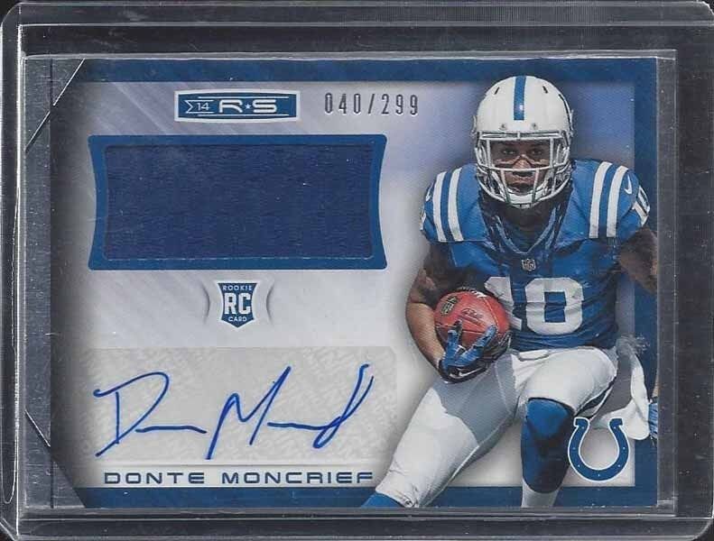 DONTE MONCRIEF 2014 ROOKIES & STARS COLTS ROOKIE JERSEY AUTO RC #D 299/299