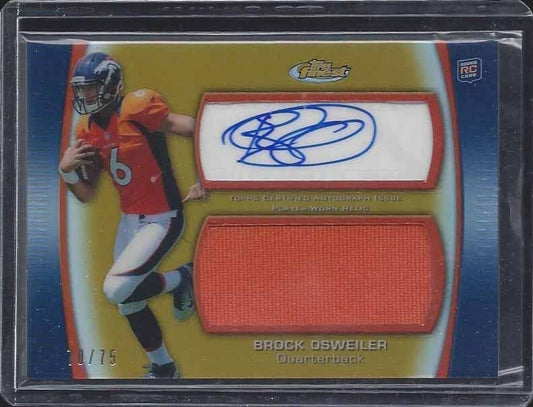 BROCK OSWEILER 2012 FINEST GOLD REFRACTOR JUMBO JERSEY ROOKIE AUTO RC #D 70/75