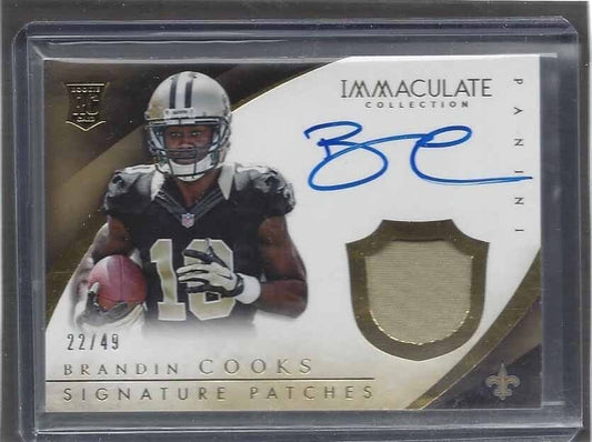 BRANDIN COOKS 2014 IMMACULATE SIGNATURE PATCHES ON CARD PATCH AUTO RC #D 22/49