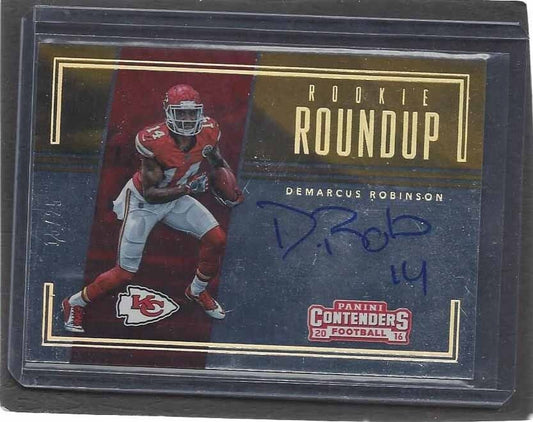 DEMARCUS ROBINSON 2016 CONTENDERS ROOKIE ROUNDUP SILVER CHIEFS AUTO RC #D 15/25