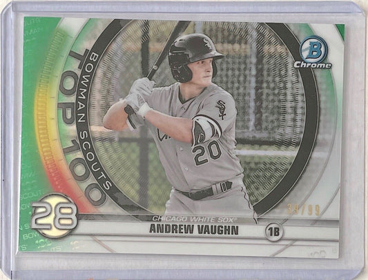 ANDREW VAUGHN 2020 BOWMAN CHROME BOWMAN SCOUTS TOP 100 GREEN REFRACTOR #D 39/99