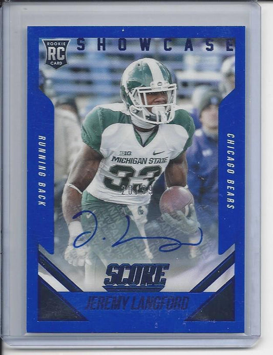 JEREMY LANGFORD 2015 SCORE SHOWCASE BLUE BEARS MICHIGAN STATE AUTO RC #D 20/99
