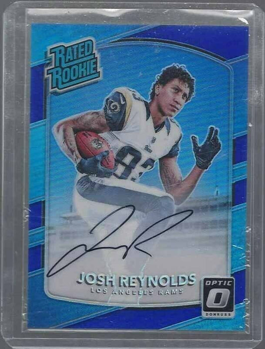 JOSH REYNOLDS 2017 DONRUSS OPTIC RATED ROOKIE BLUE HOLO ON CARD AUTO RC #D /75