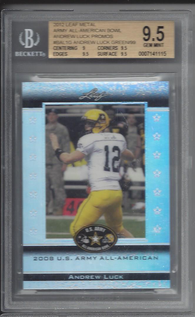 ANDREW LUCK 2012 LEAF ARMY ALL AMERICAN BOWL PROMOS GREEN RC #D 73/99 BGS 9.5