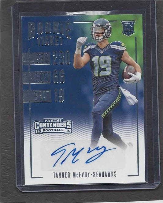 TANNER MCEVOY 2016 PANINI CONTENDERS ROOKIE TICKET SEAHWKS AUTO RC #256
