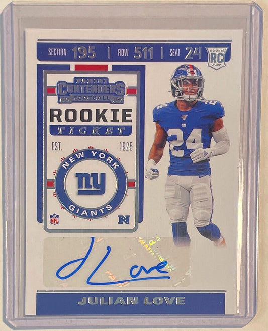 JULIAN LOVE 2019 PANINI CONTENDERS ROOKIE TICKET AUTO ROOKIE RC #220