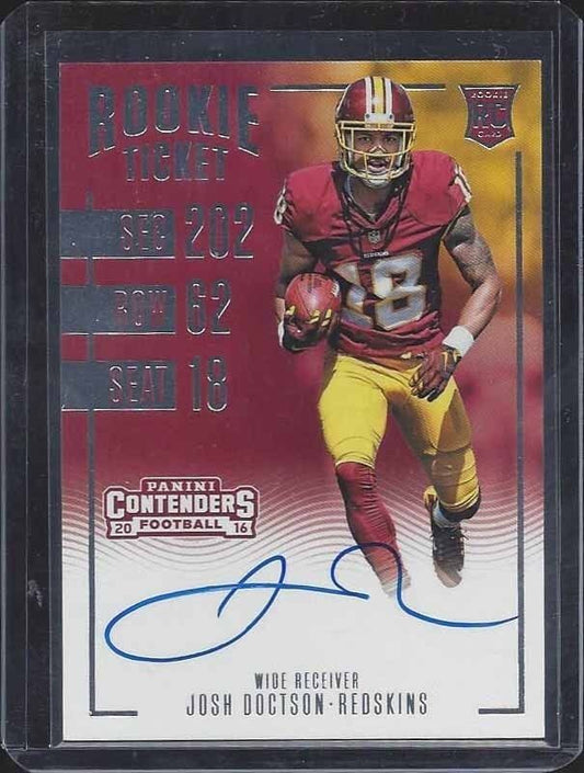 JOSH DOCTSON 2016 PANINI CONTENDERS ROOKIE TICKET REDSKINS ON CARD AUTO RC #327