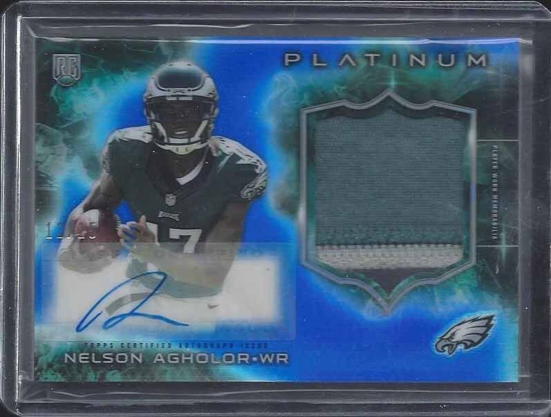 NELSON AGHOLOR 2015 TOPPS PLATINUM BLUE REFRACTOR 3CL RPA PATCH AUTO RC #D 12/25