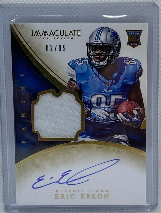 ERIC EBRON 2014 PANINI IMMACULATE COLLECTION RPA PATCH ON CARD AUTO RC #D 02/99