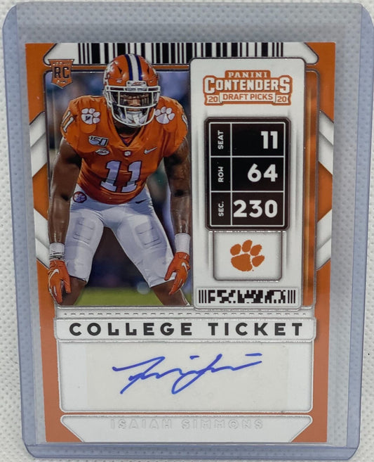 ISAIAH SIMMONS 2020 PANINI CONTENDERS DRAFT PICKS COLLEGE TICKET AUTO RC #158