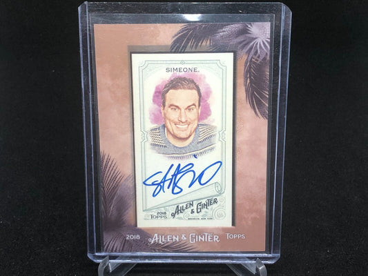 STEVE SIMEONE 2018 TOPPS ALLEN & GINTER MINI ON CARD AUTO