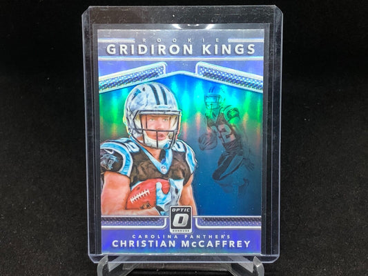 CHRISTIAN MCCAFFREY 2017 PANINI DONRUSS OPTIC GRIDIRON KINGS SILVER HOLO # 10