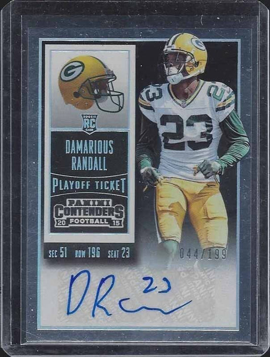 DEMARIOUS RANDALL 2015 CONTENDERS PACKERS PLAYOFF TICKET TRUE RC AUTO #D /199
