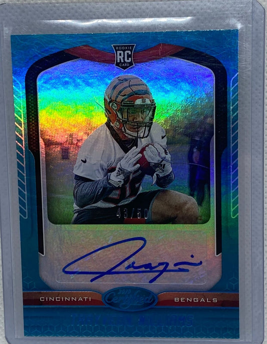 TRAYVEON WILLIAMS 2019 PANINI CERTIFIED BLUE MIRROR ROOKIE AUTO RC #D 43/50