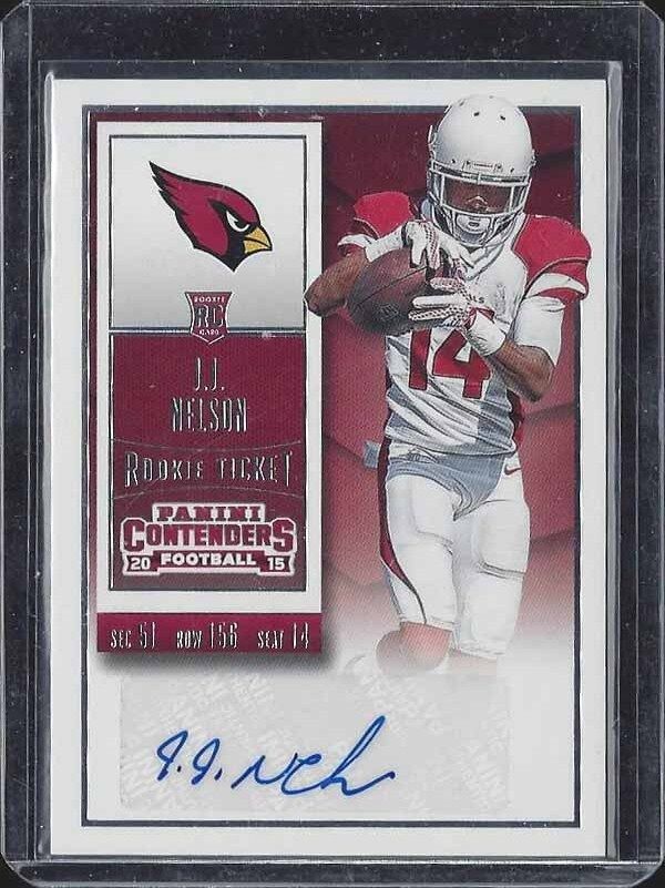 J.J. NELSON 2015 PANINI CONTENDERS ROOKIE TICKET VARIATION RC AUTO SSP ONLY /50