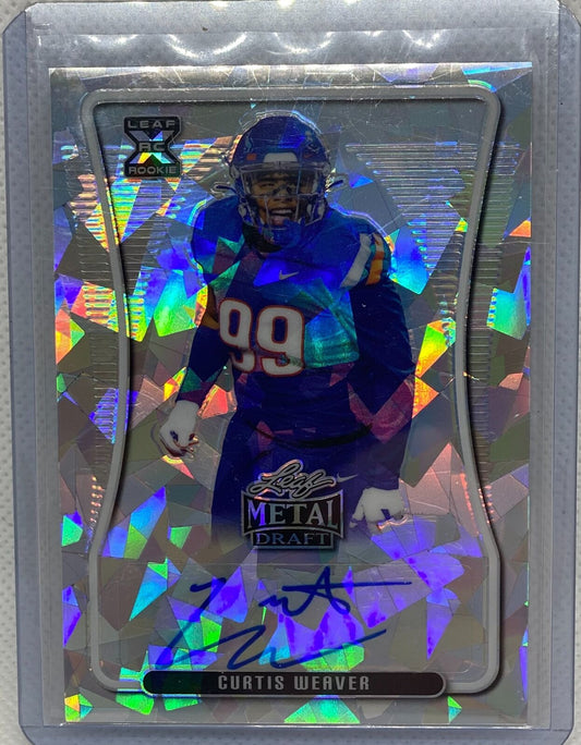 CURTIS WEAVER LEAF METAL DRAFT SILVER CRACKED ICE AUTO RC #D 23/30