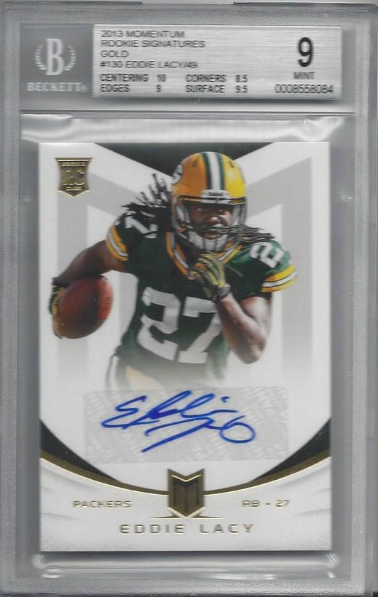 EDDIE LACY 2013 MOMENTUM GOLD ROOKIE AUTO RC #D 47/49 BGS 9 w/ 10 AUTO POP 2