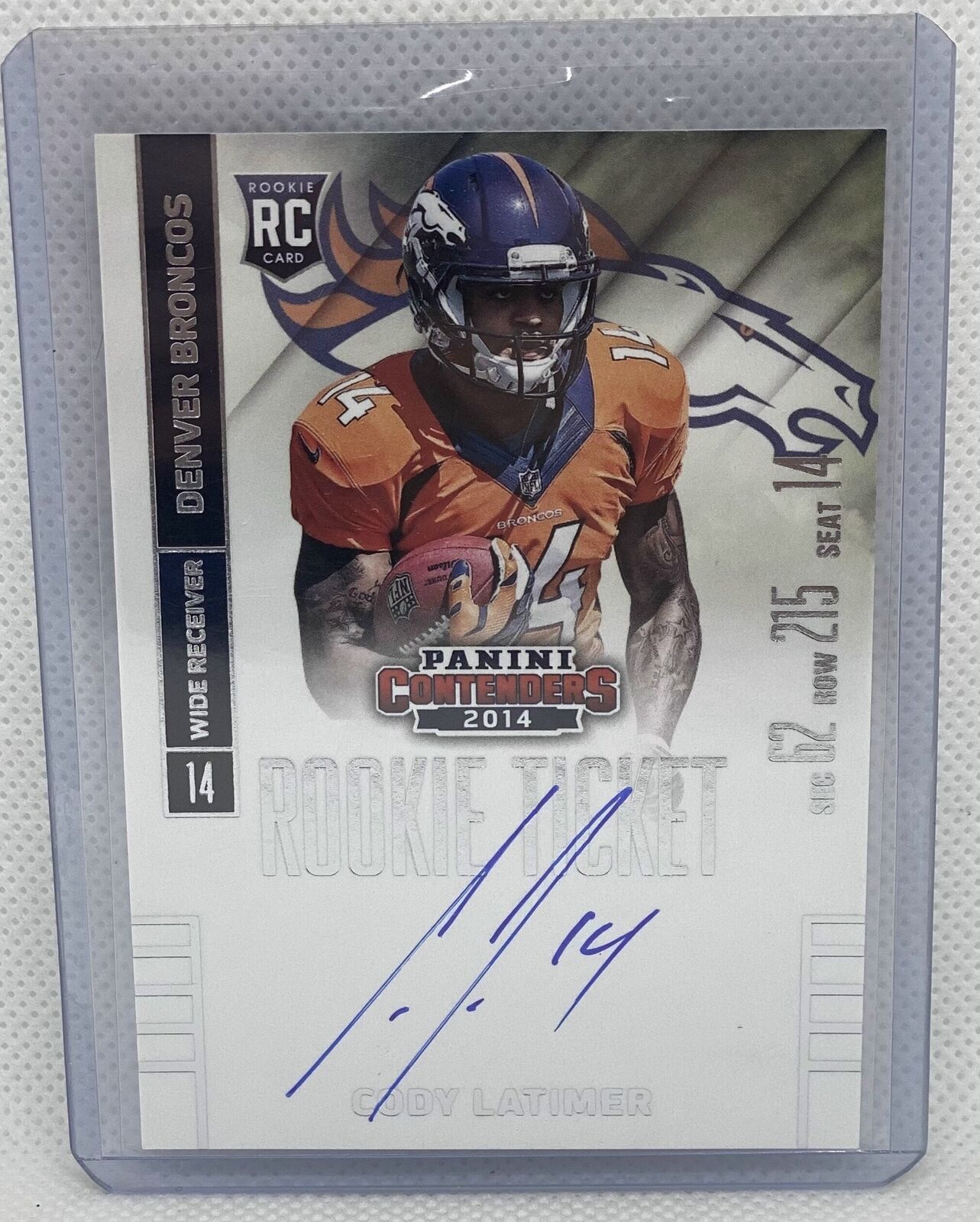 CODY LATIMER 2014 PANINI CONTENDERS ROOKIE TICKET ON CARD AUTO RC #210