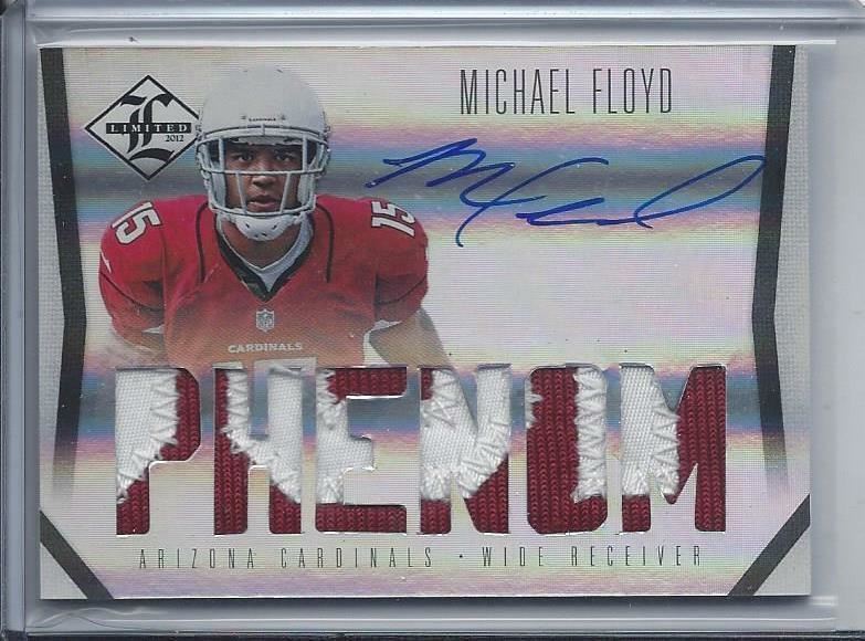 MICHAEL FLOYD 2012 LIMITED PHENOMS JUMBO SICK ROOKIE PATCH ON CARD AUTO RC /299