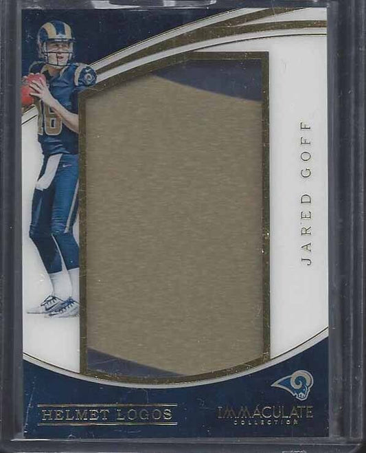JARED GOFF 2016 IMMACULATE HELMET LOGOS JUMBO ROOKIE PATCH RC #D 11/16