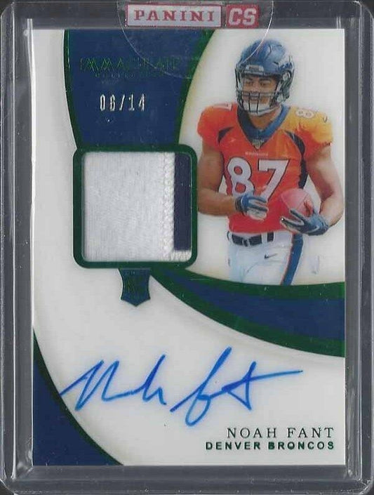NOAH FANT 2019 IMMACULATE FOTL ACETATE GREEN RPA PATCH ON CARD AUTO RC #D 6/14