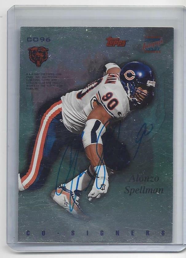 MARVCUS PATTON ALONZO SPELLMAN 1997 STADIUM CLUB CO-SIGNERS DUAL ON CARD AUTO