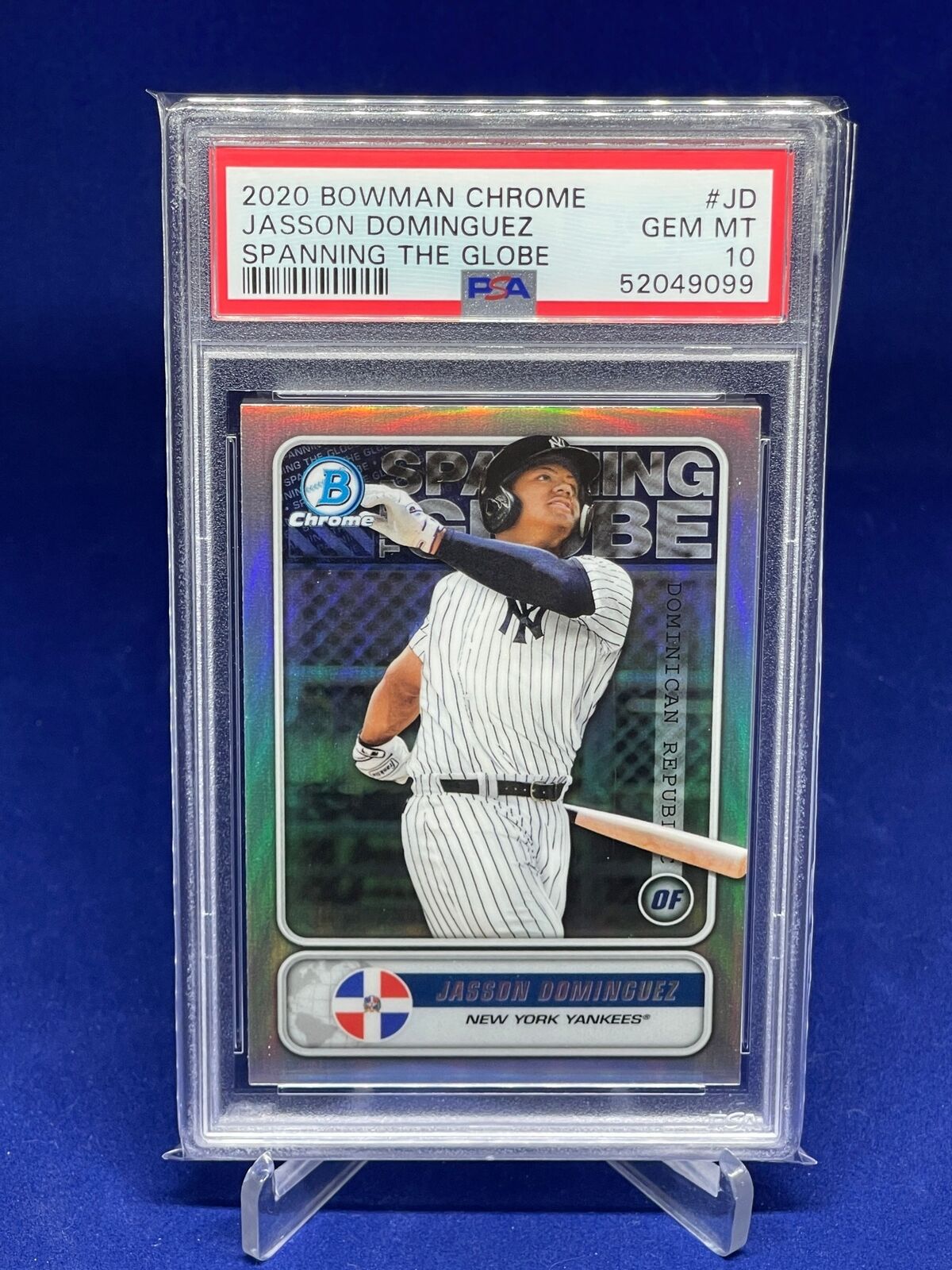 JASSON DOMINGUEZ 2020 BOWMAN CHROME SPANNING THE GLOBE REFRACTOR PROSPECT PSA 10