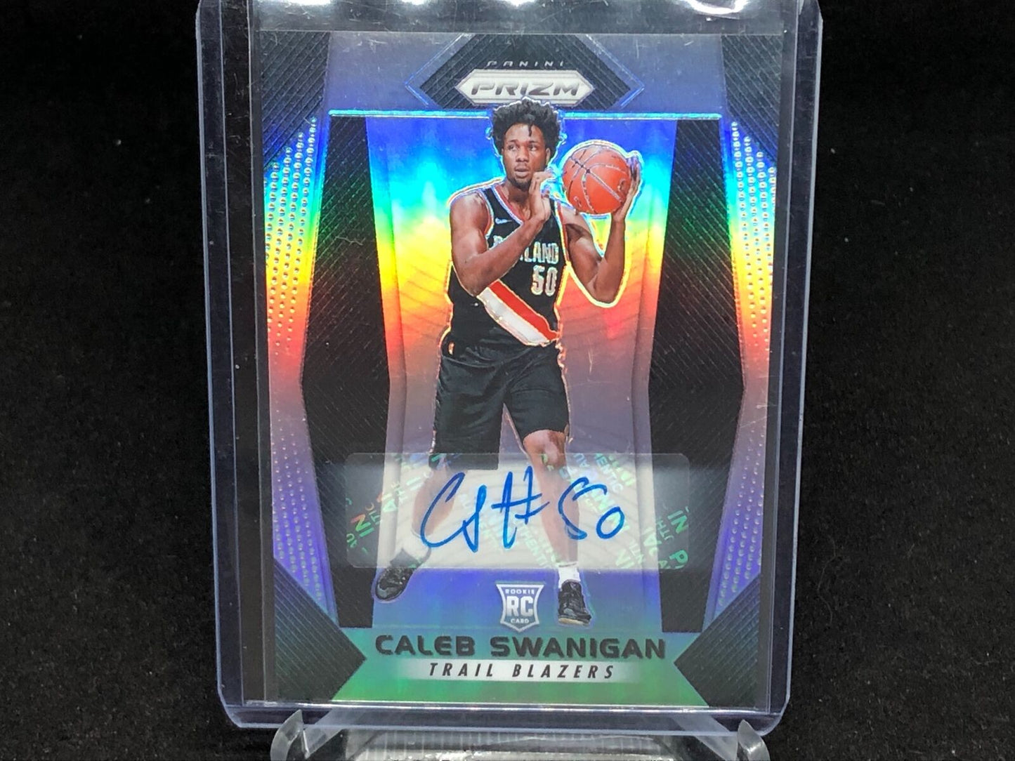 CALEB SWANIGAN 2017-18 PANINI PRIZM SILVER PRIZMS AUTO RC # 145