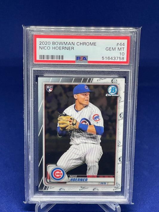 NICO HOERNER 2020 BOWMAN CHROME ROOKIE RC #44 PSA 10 GEM MINT