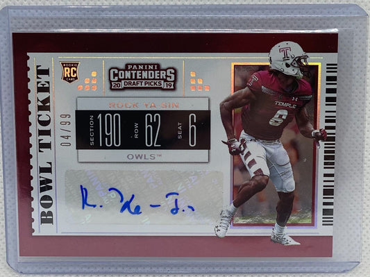 ROCK YA-SIN 2019 CONTENDERS DRAFT PICKS BOWL TICKET AUTO RC #D 04/99