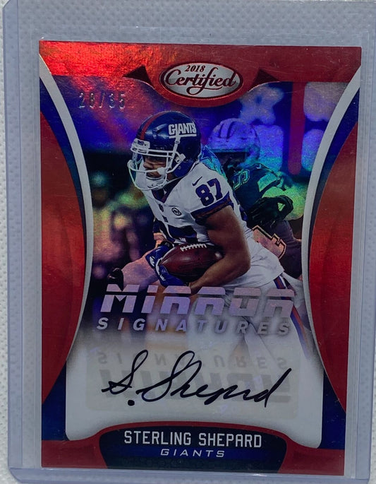 STERLING SHEPARD 2018 PANINI CERTIFIED RED MIRROR SIGNATURES AUTO #D 28/35