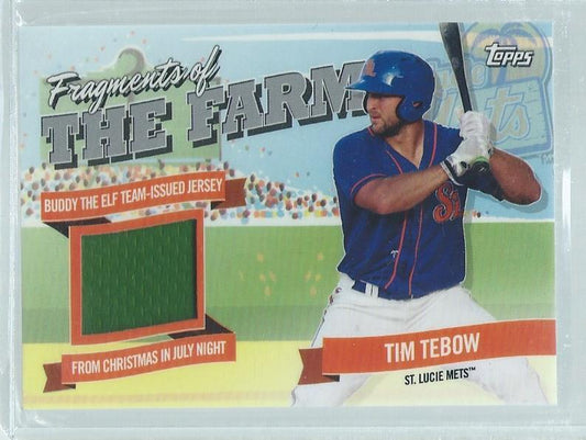 TIM TEBOW 2018 TOPPS PRO DEBUT FRAGMENTS OF THE FARM JERSEY PROSPECT