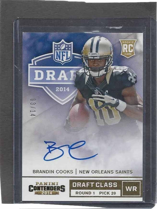BRANDIN COOKS 2014 PANINI CONTENDERS DRAFT CLASS GOLD ON CARD AUTO RC #D 3/14