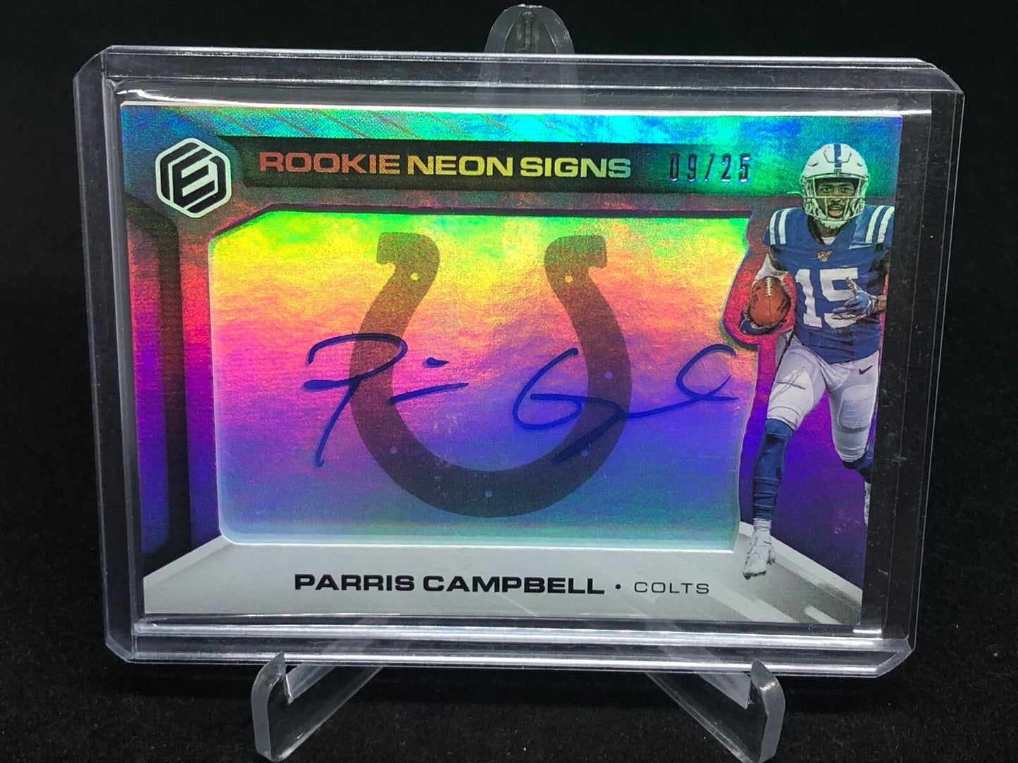 PARRIS CAMPBELL 2019 PANINI ELEMENTS ROOKIE NEON SIGNS PURPLE ONCARD AUTO RC /25