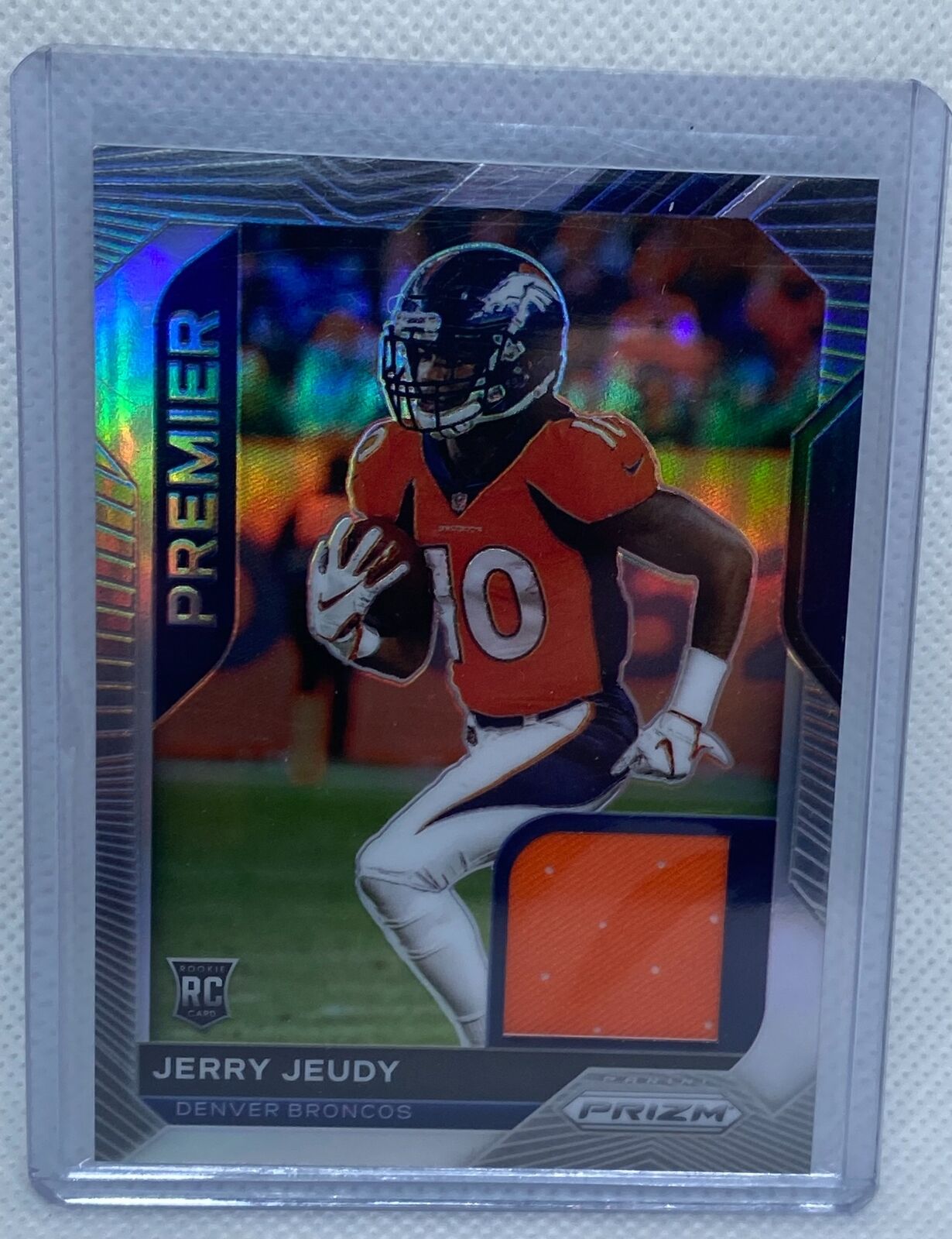 JERRY JEUDY 2020 PANINI PRIZM PREMIER SILVER ROOKIE JERSEY RC #8