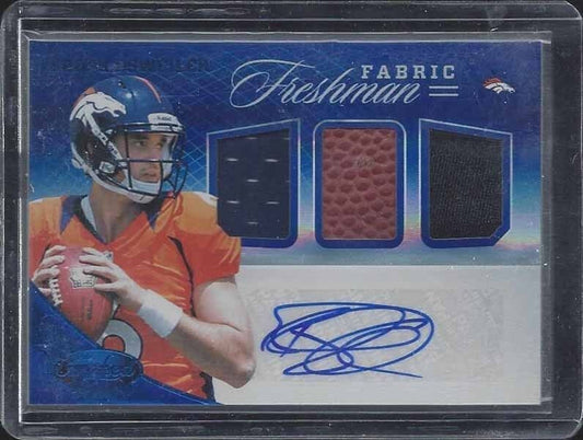 BROCK OSWEILER 2012 CERTIFIED FRESHMAN FABRIC BLUE TRIPLE JERSEY AUTO RC #D /49