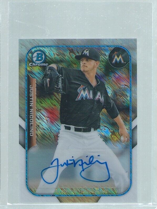 JUSTIN NICOLINO 2015 BOWMAN CHROME MINI ON CARD AUTO REFRACTOR PROSPECT
