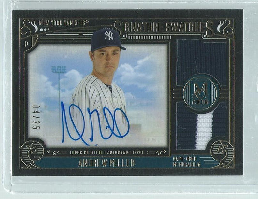 ANDREW MILLER 2016 TOPPS MUSEUM GOLD SIGNATURE SWATCHES DUAL PATCH AUTO #D 4/25