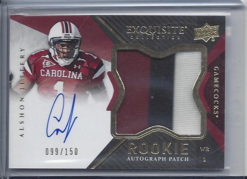 ALSHON JEFFERY 2012 UD EXQUISITE RPA 3 COLOR SICK PATCH ON CARD AUTO RC #D /150