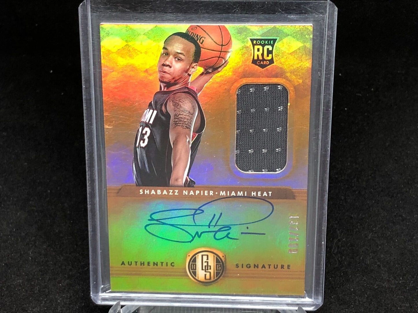 SHABAZZ NAPIER 2014-15 PANINI GOLD STANDARD JERSEY ON CARD AUTO RC #D 132/199