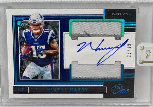 N'KEAL HARRY 2019 PANINI ONE BLUE DUAL PATCH ON CARD AUTO RC #D 26/99